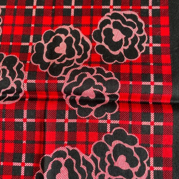 Yves Saint Laurent Vintage Cotton Scarf – Plaid Floral Design - Picture 5 of 9